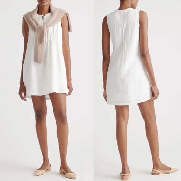 Quince 100% Organic Cotton Gauze Sleeveless Swing Dress Ivory Size Large - Picture 15 of 15